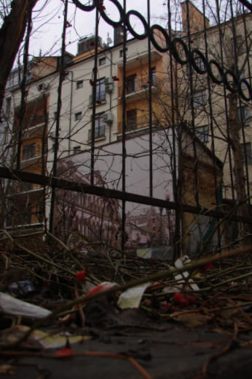 Двор за решёткой